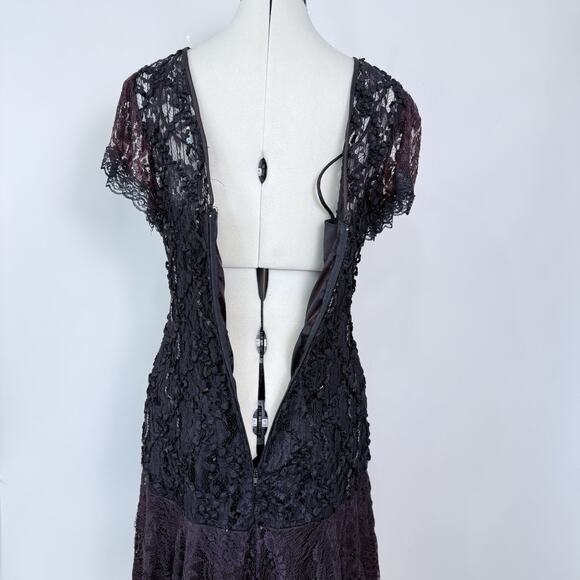 Vintage Lace Dress Size 9/10 Whimsigoth Regency Dark Romantic Moody Prom Formal - Picture 6 of 14